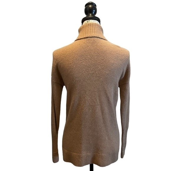 J. Crew Wool Turtleneck Sweater Brown Tan XSmall XS Pullover Hi Lo Cozy - Picture 4 of 10